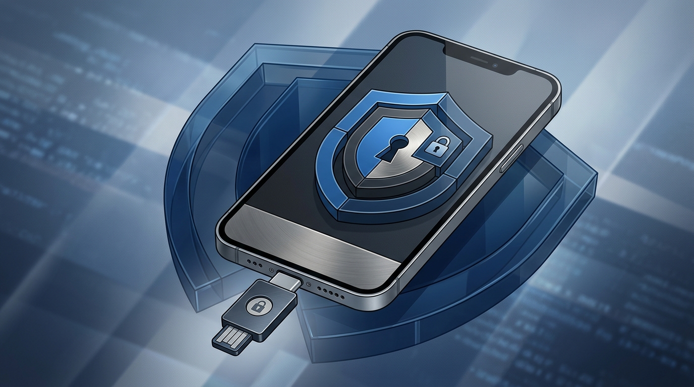 Conceptual illustration of multi-layer account security with two-step verification and shield icons